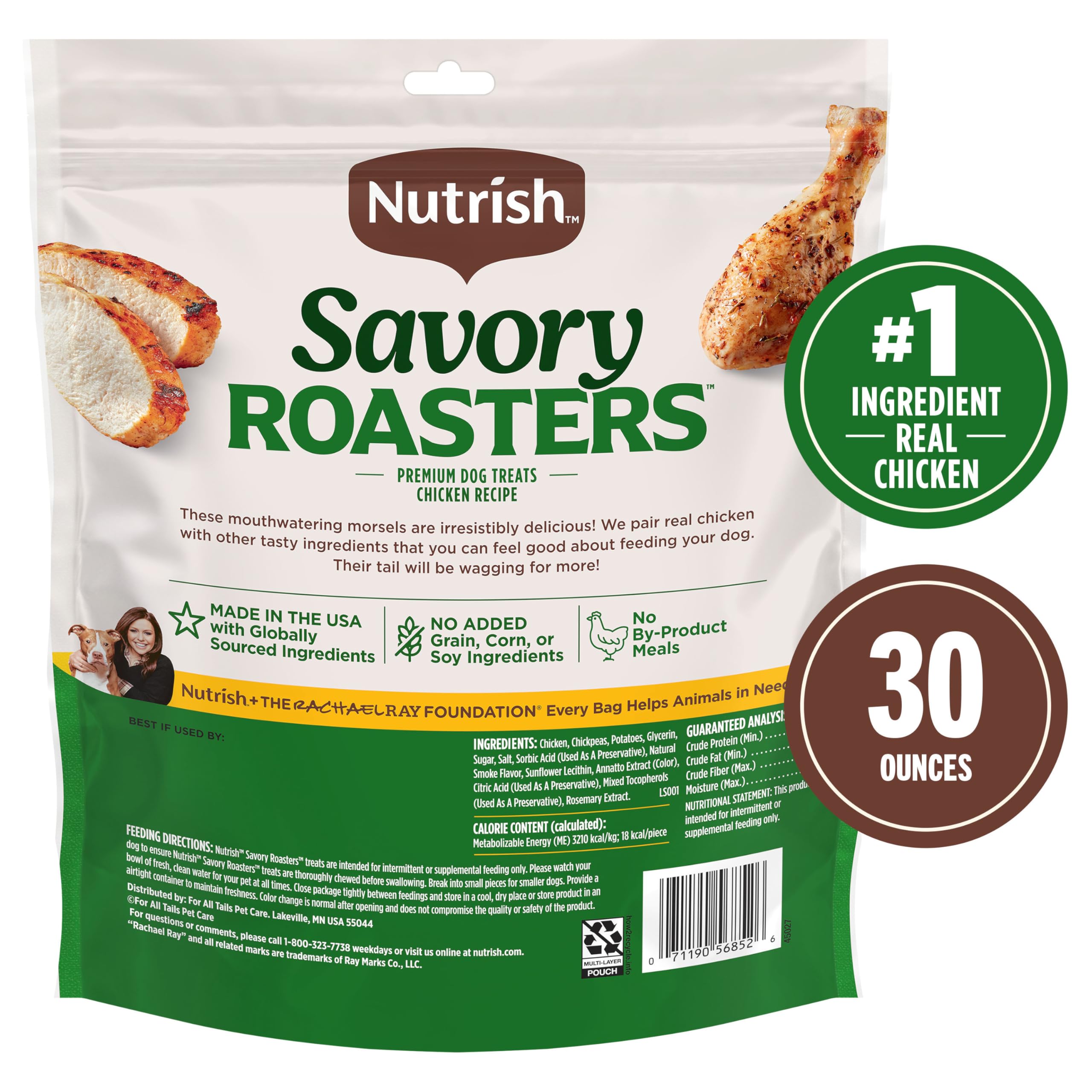Nutrish Sabrosos Roasters para perros, recompensa suave para entrenamiento.