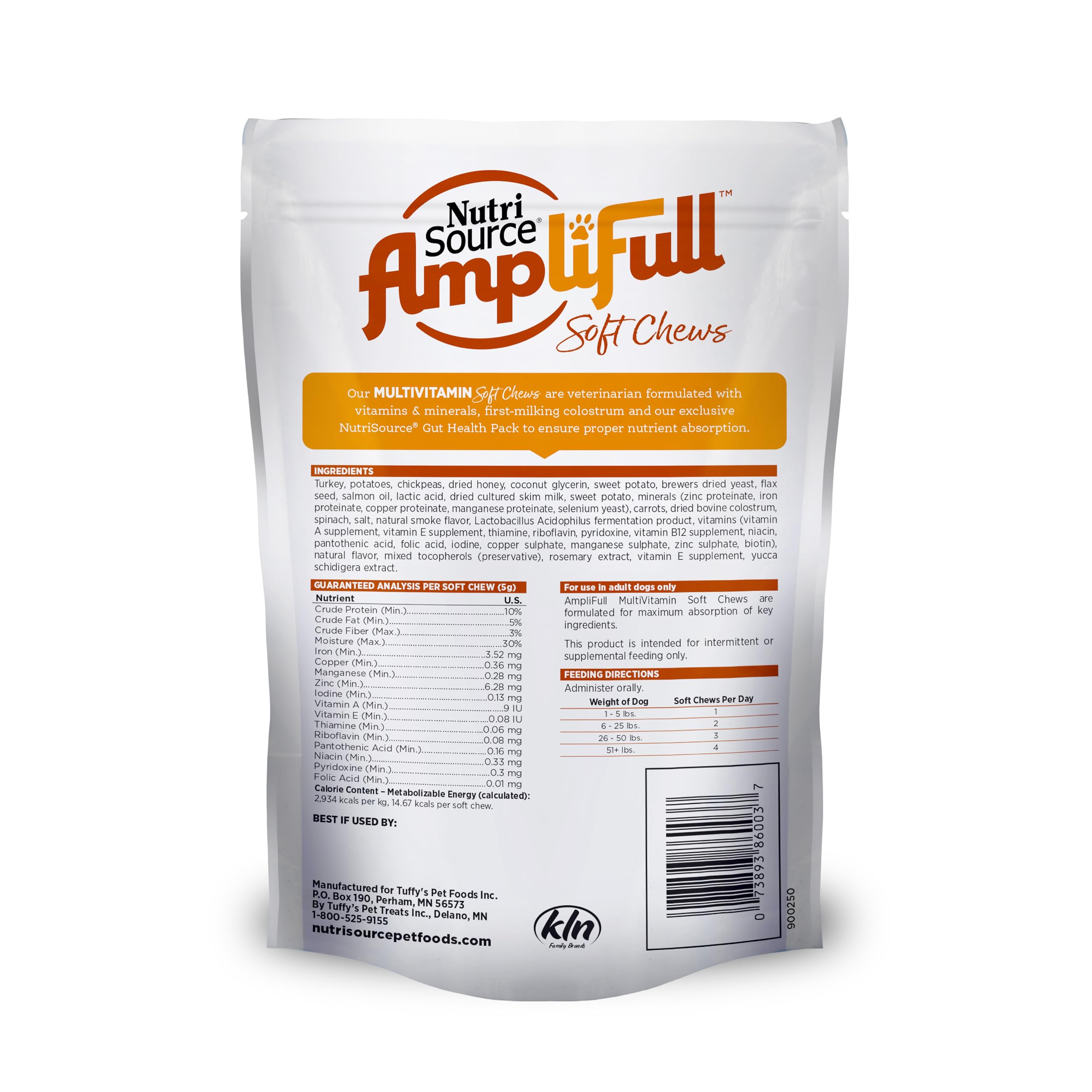 NutriSource AmpliFull sabor pavo – gominolas fáciles de administrar para perros.