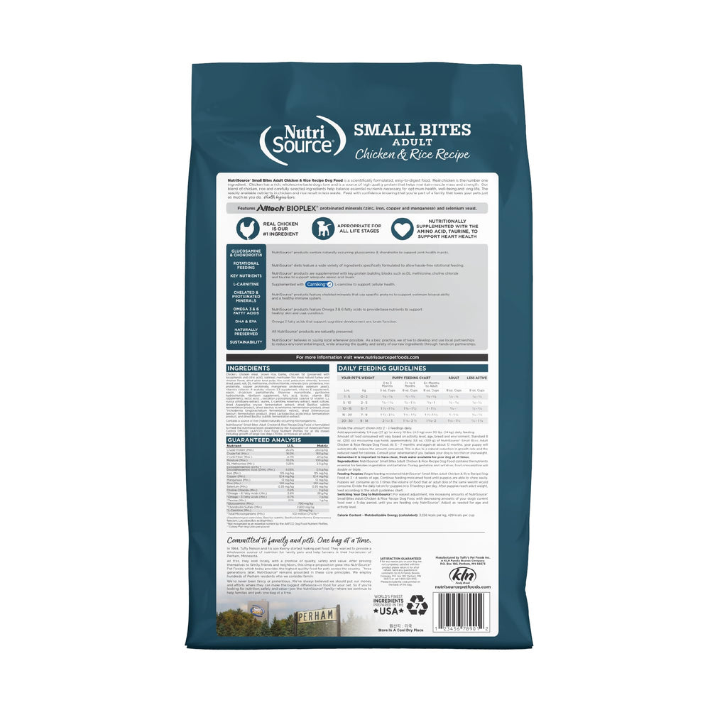 NutriSource bolsa de 12 libras de alimento seco para perros, almacenamiento práctico.