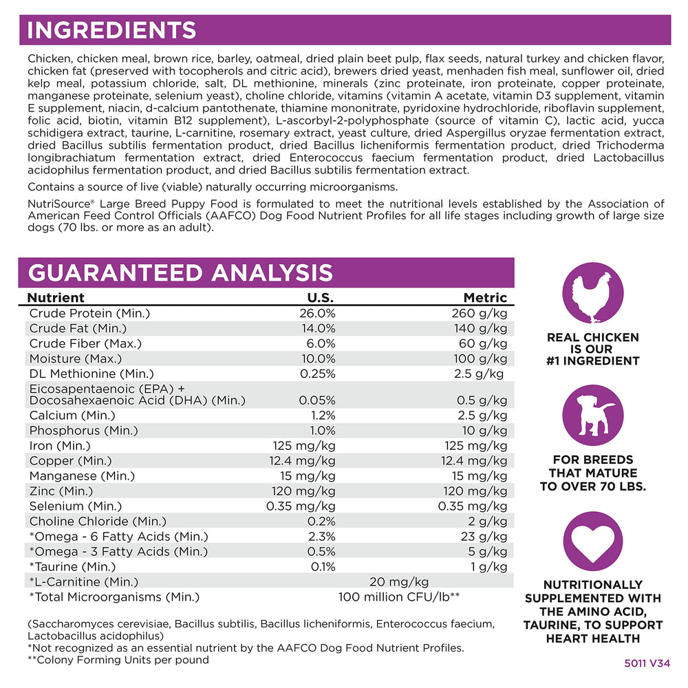 Cachorro grande contento, crecimiento equilibrado posible con NutriSource