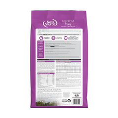 NutriSource croquetas para cachorros grandes con pollo y arroz, sabor agradable y digestión suave.