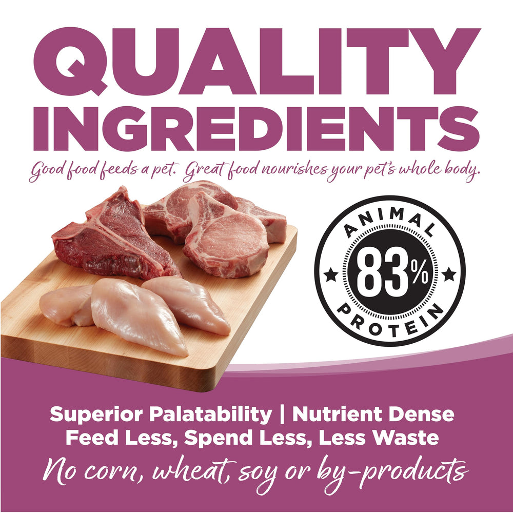 NutriSource Element Series Wild Range, primer plano de croquetas, alto contenido proteico animal.