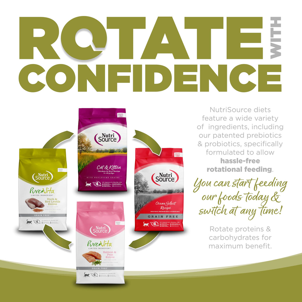 Rotación fácil entre dietas NutriSource para variedad nutricional