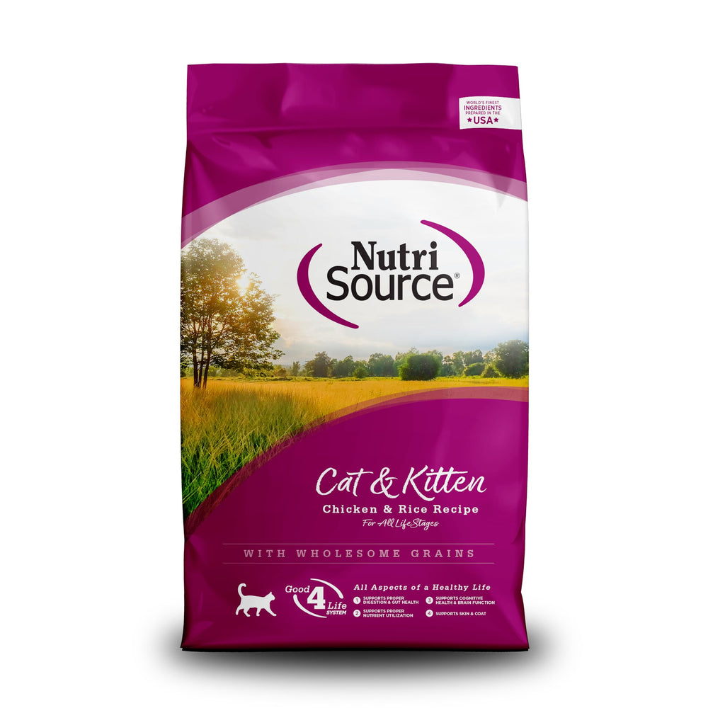 NutriSource saco 12 lb para gatos y gatitos con fórmula pollo y arroz