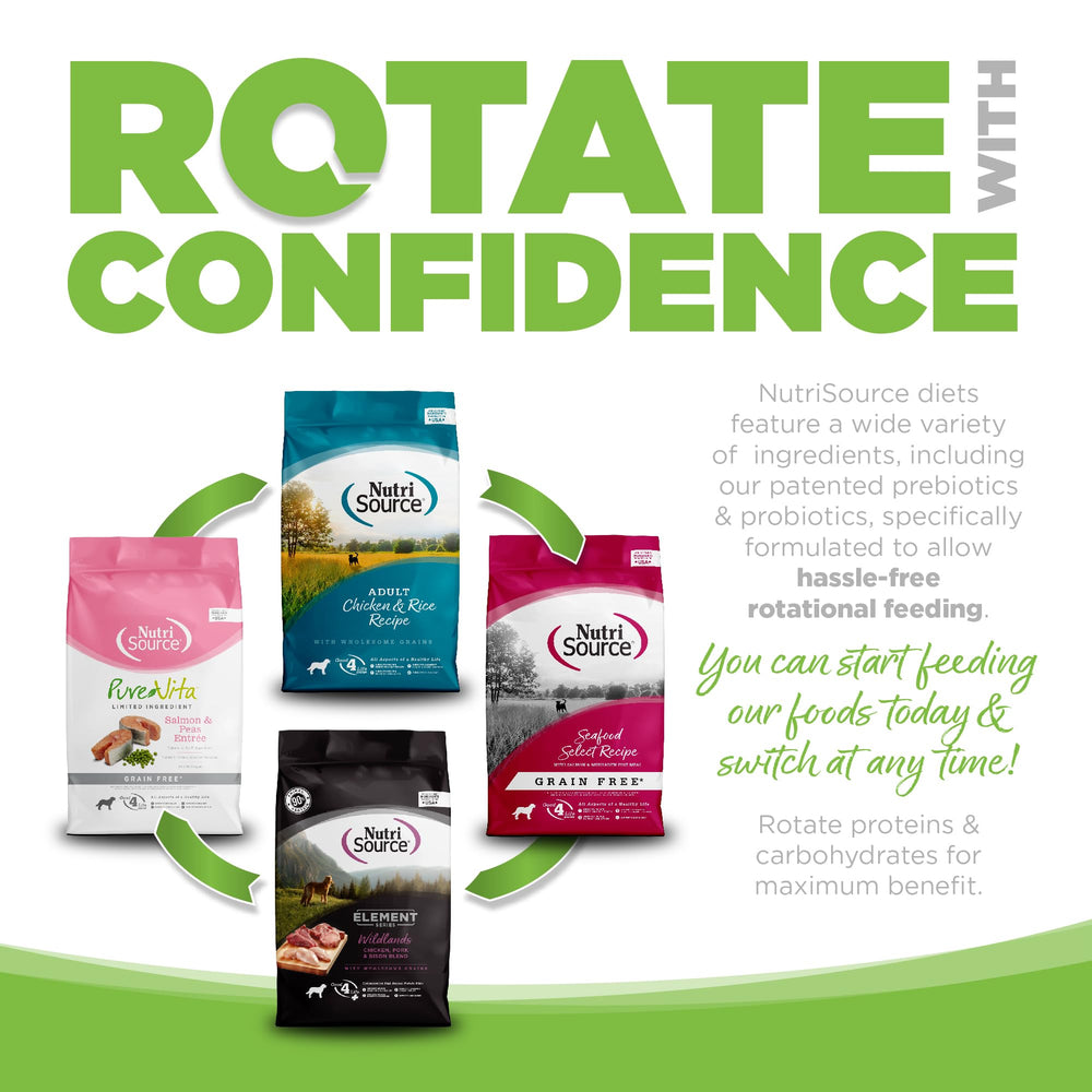 NutriSource contiene L-carnitina y taurina para un estilo de vida activo.