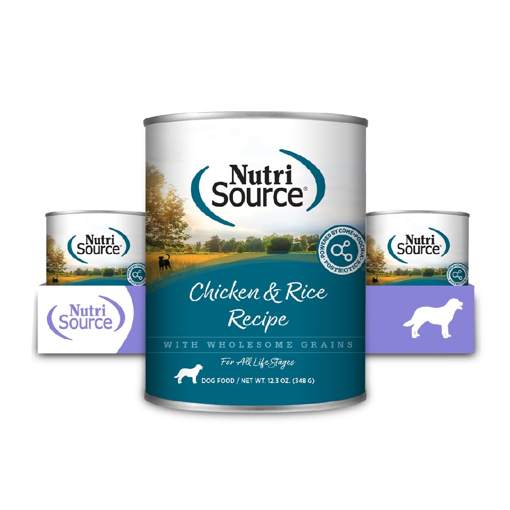 NutriSource pollo-arroz conservas para perros, energía diaria y sabor auténtico.