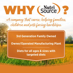 NutriSource con prebióticos y probióticos para una digestión estable.