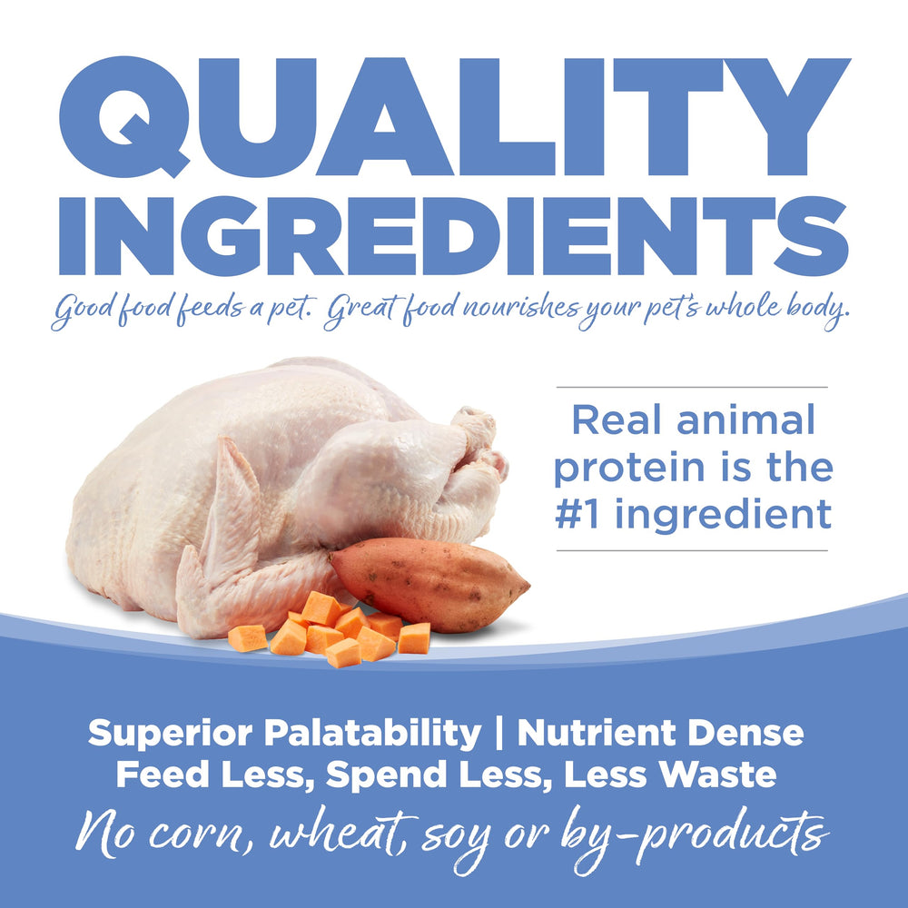 NutriSource Pure Vita con Omega-3 y Omega-6 para piel y pelaje saludables.