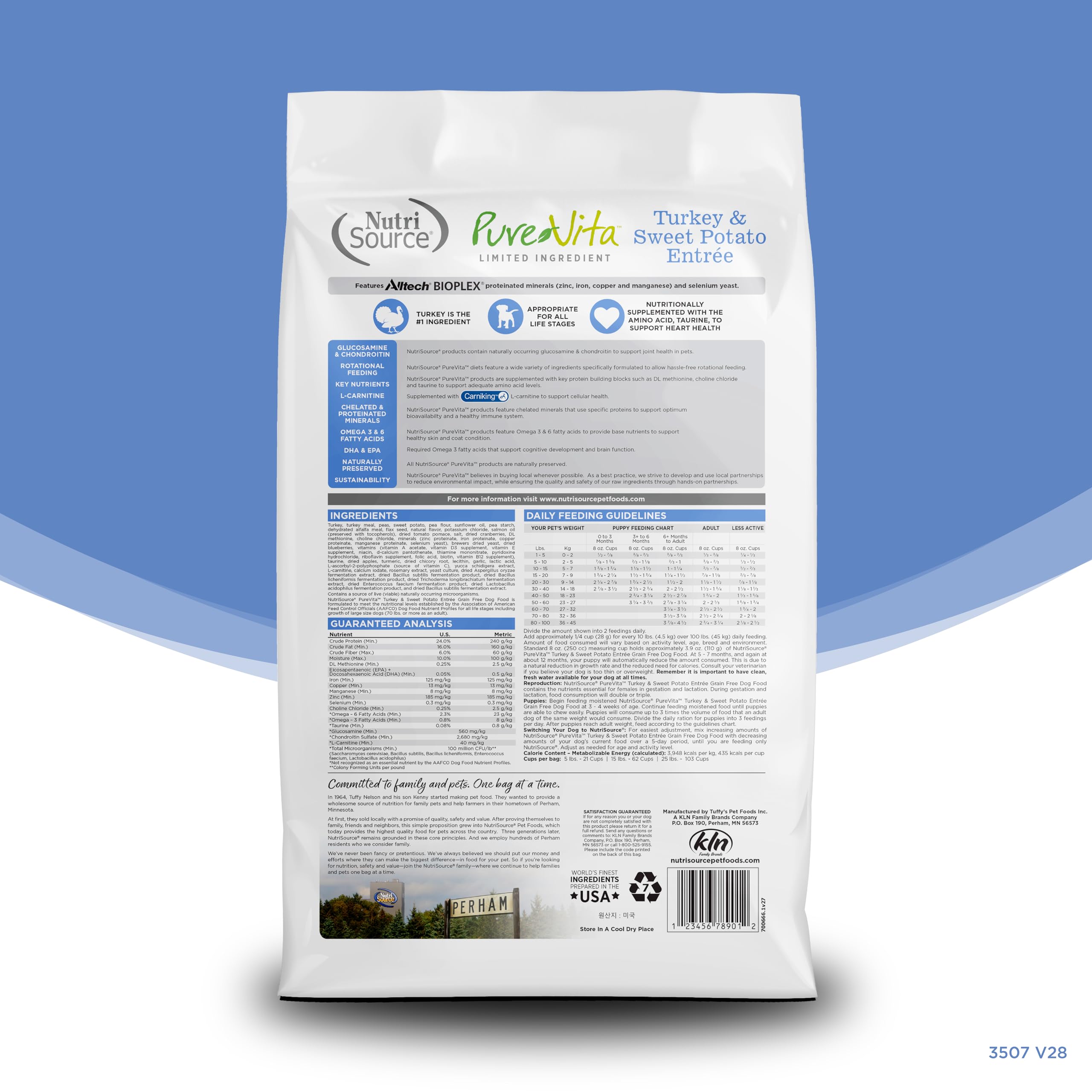 NutriSource Pure Vita sin cereales para perros, croquetas simples y fáciles de digerir.