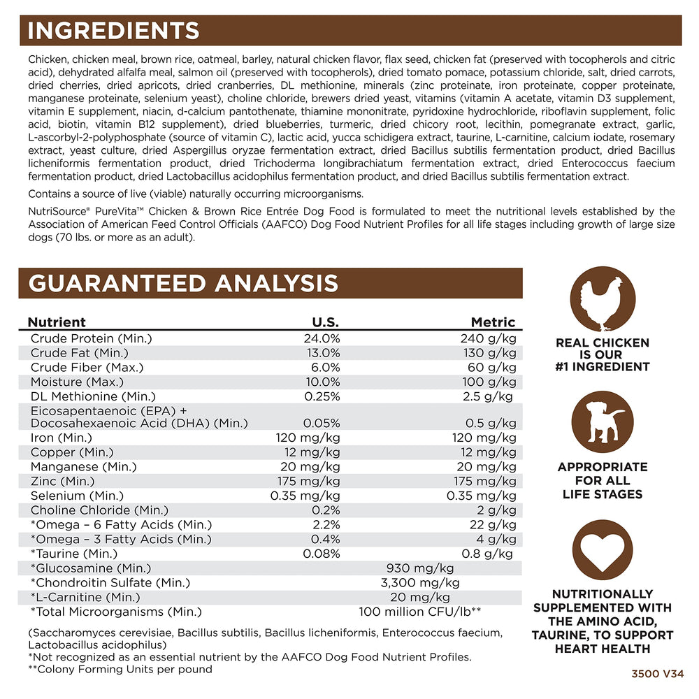 NutriSource Pure Vita nutrición equilibrada para perros de todas las edades