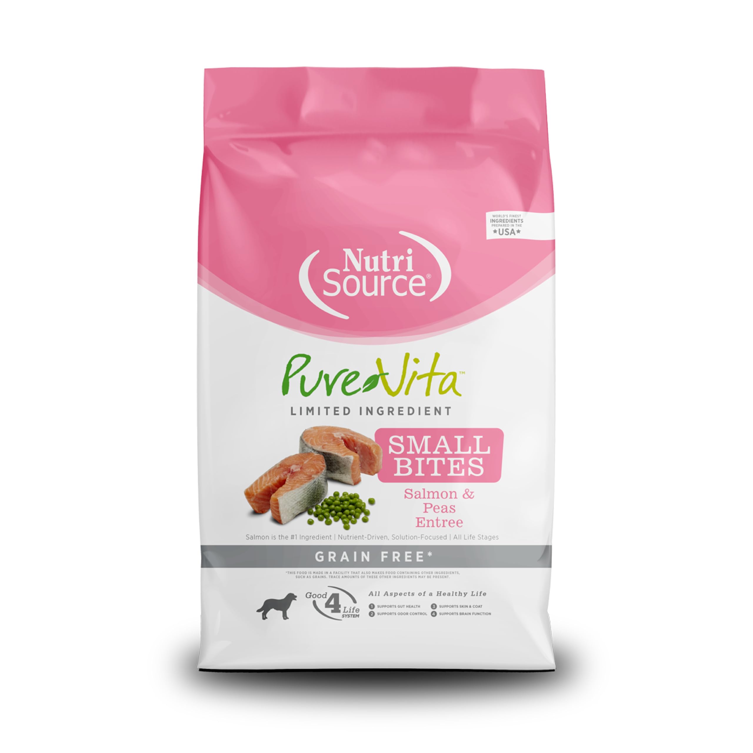 NutriSource Pure Vita Salmon y Guisantes: bolsa de 12 lb para perros pequeños