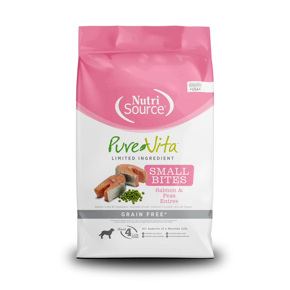 NutriSource Pure Vita Salmon y Guisantes: bolsa de 12 lb para perros pequeños
