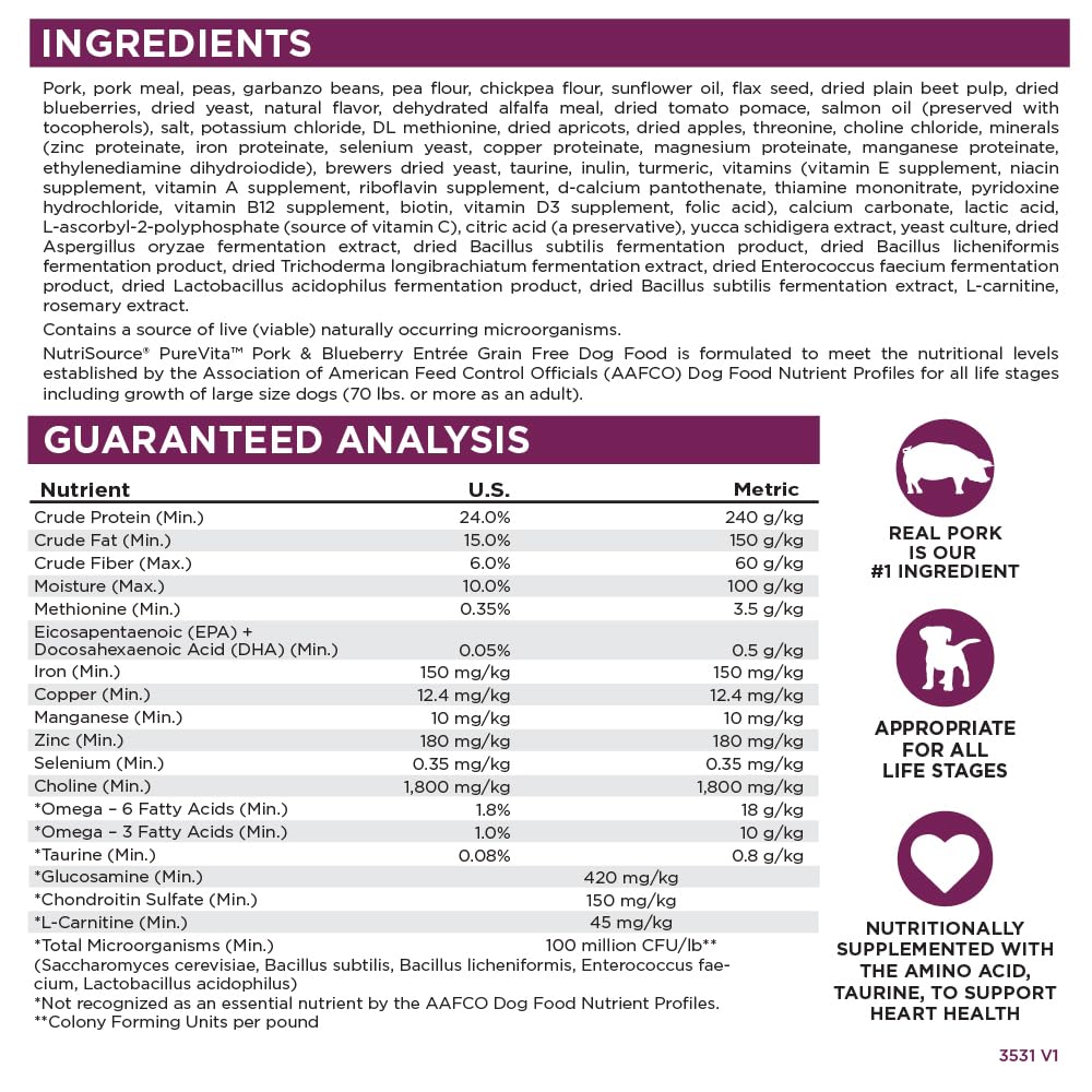 NutriSource Pure Vita croquetas para piel y pelaje sanos gracias a Omega-3/6.