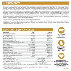 NutriSource sin granos trozos pequeños en tazón, listo para la comida diaria.