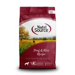 NutriSource ternera-arroz saco 4 libras: empaque para alimentar al perro.