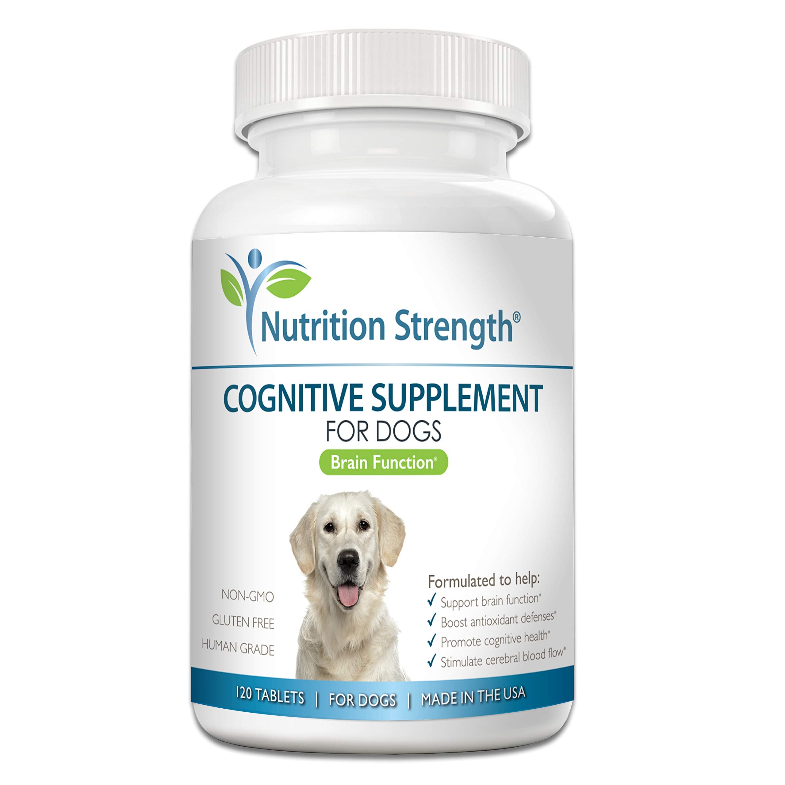 Nutrition Strength frasco de tabletas cognitivas para perros que ayudan a la claridad mental