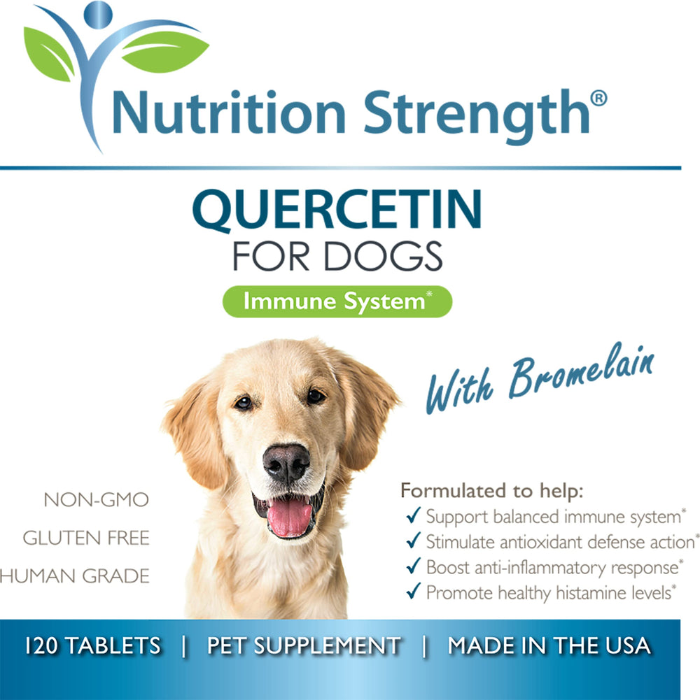Dosis diaria de quercetina para perros en envase Nutrition Strength.