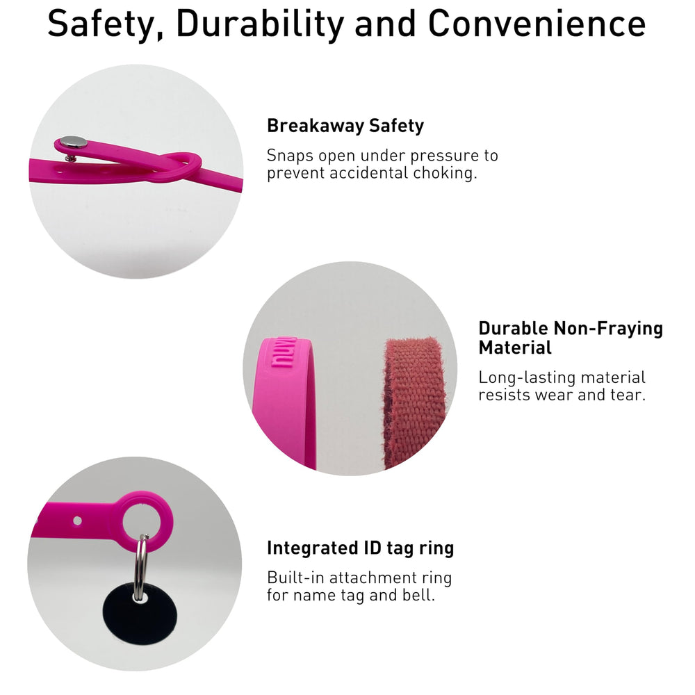 Nuvuq collar desprendible rosa, anilla de identificación para mayor seguridad.