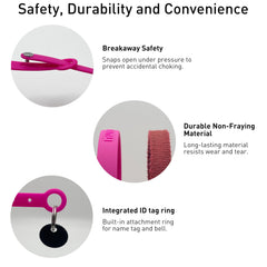 Nuvuq collar desprendible rosa, anilla de identificación para mayor seguridad.