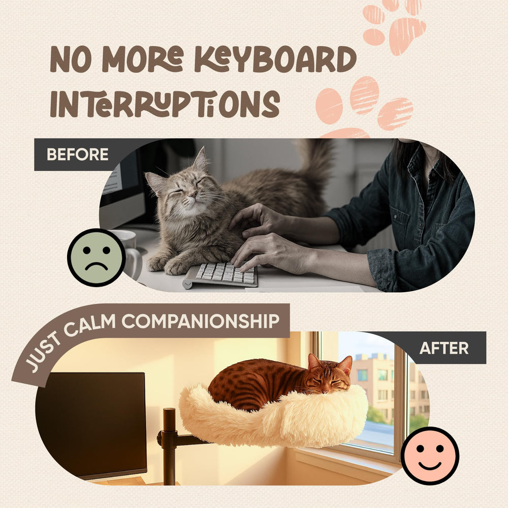 Nuzzle Nest ajuste de altura para adaptar la cama de gato a tu escritorio