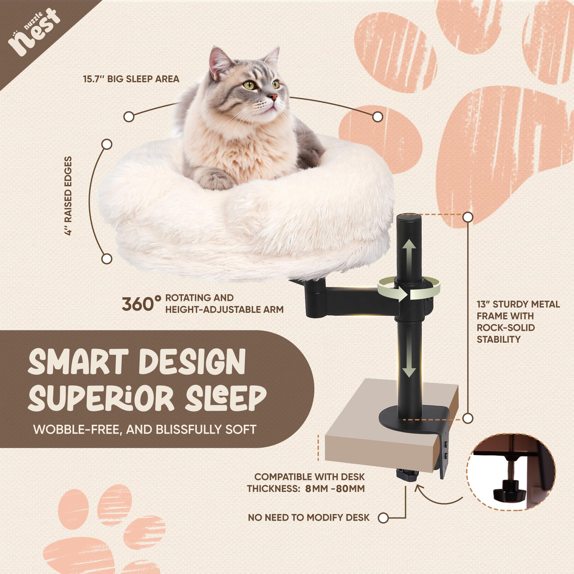 Nuzzle Nest cama de escritorio con capacidad de 60 libras para varios felinos