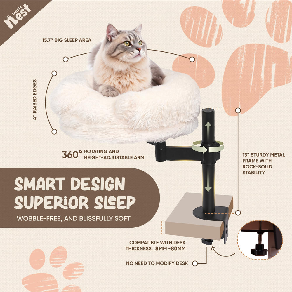 Nuzzle Nest cama de escritorio con capacidad de 60 libras para varios felinos