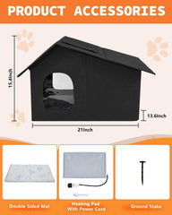 Nvifco casa-gato-calefaccion-exterior, vista interior, cómodo espacio cálido para gatos