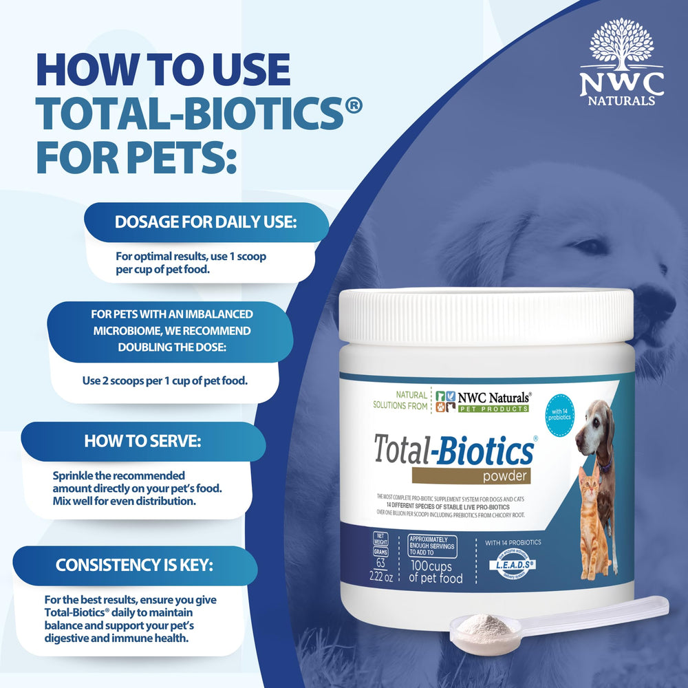 NWC Naturals Total-Biotics compatible con Total-Zymes para absorción de nutrientes.