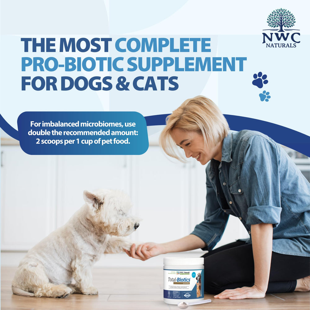 NWC Naturals Total-Biotics regula humedad intestinal y consistencia de heces.