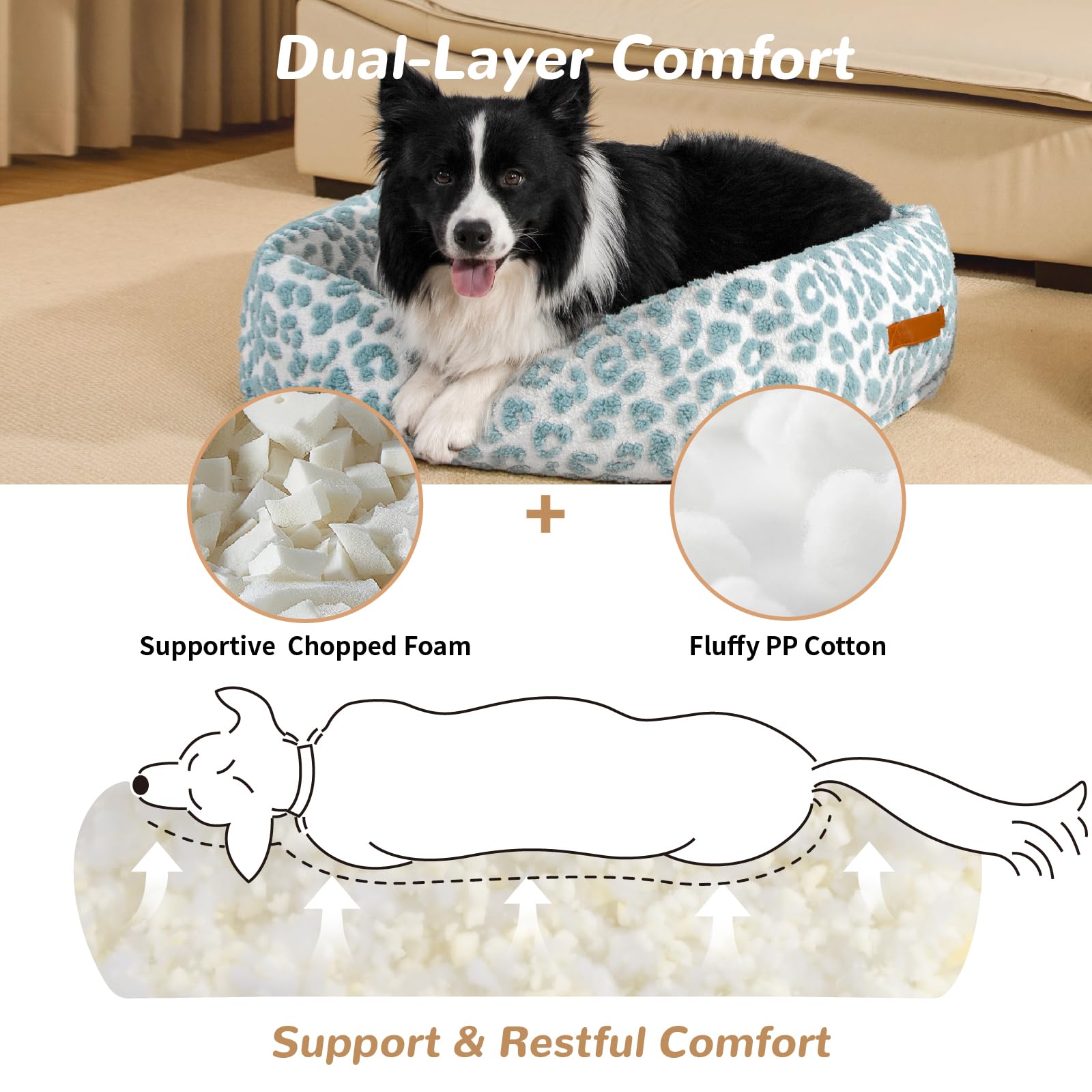 Cama ortopédica lavable de Nxwjoy facilita limpieza rápida.