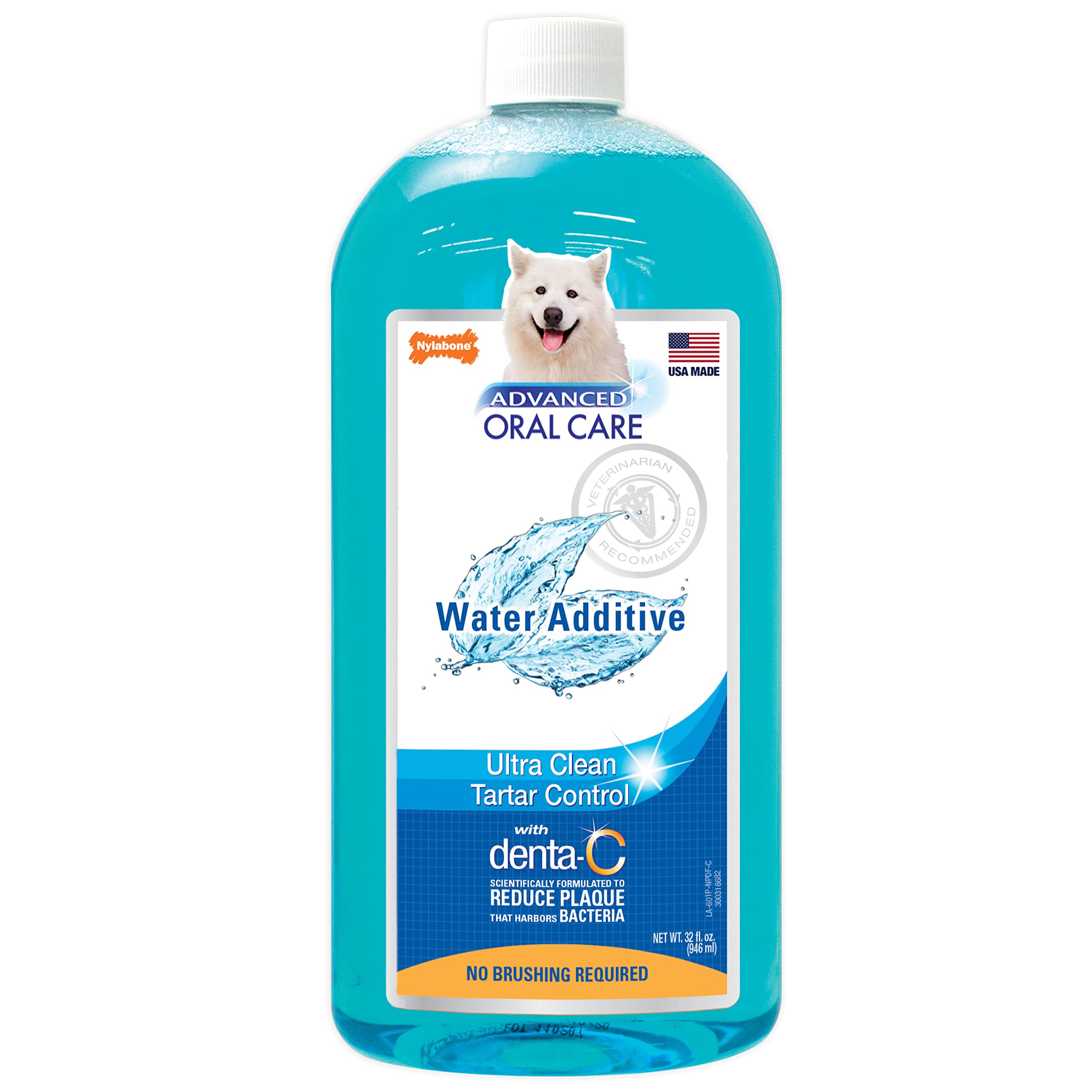 Nylabone Advanced Oral Care, agua dental para perros; aliento más fresco.
