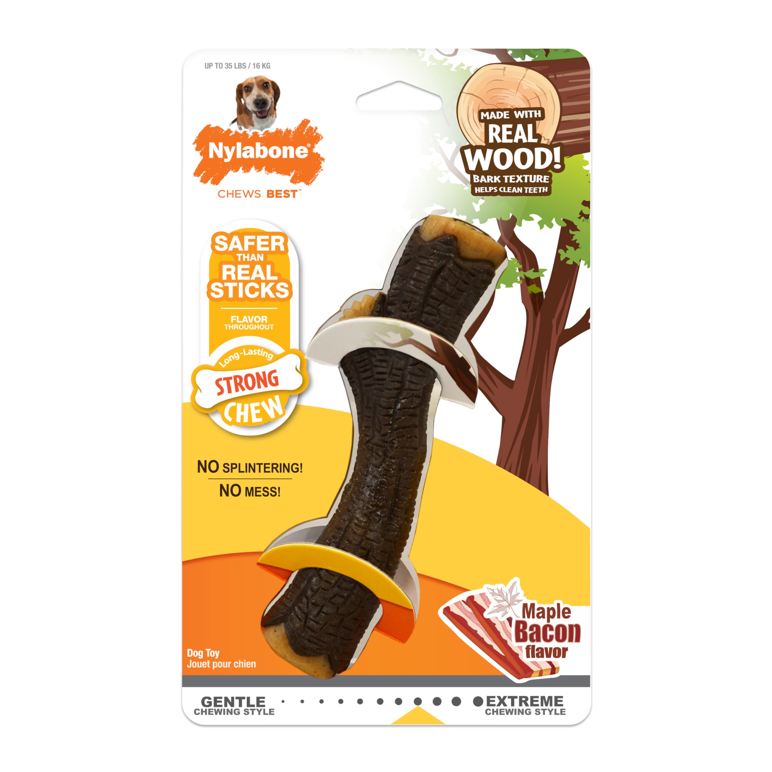 Nylabone aroma tocino, añade una experiencia agradable al masticar.