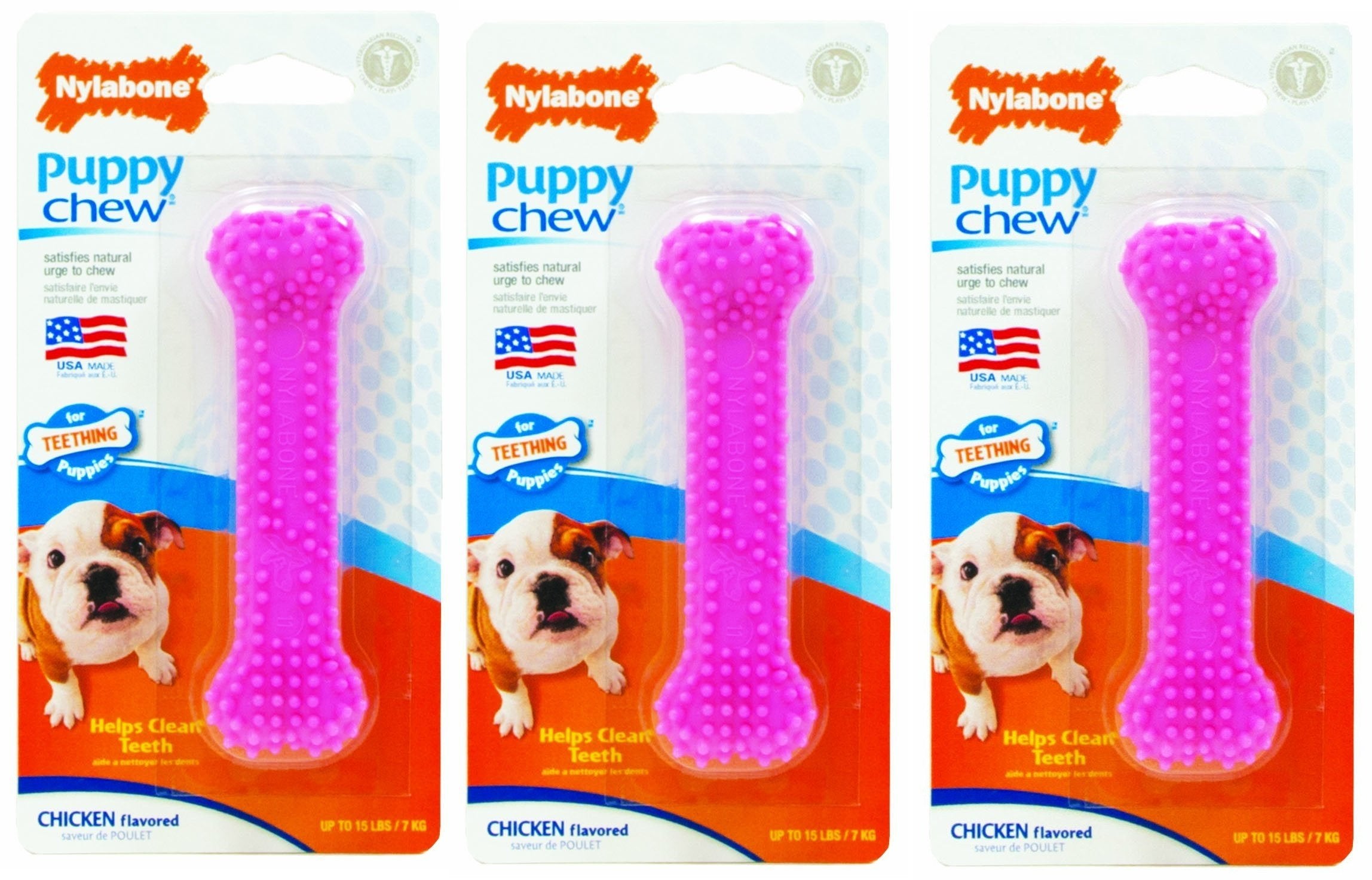 Nylabone para cachorros rosa: hueso dental para masticación supervisada y saludable.