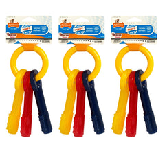 Nylabone Claves de dentición para cachorros con tocino, favorece masticación tranquila y saludable.