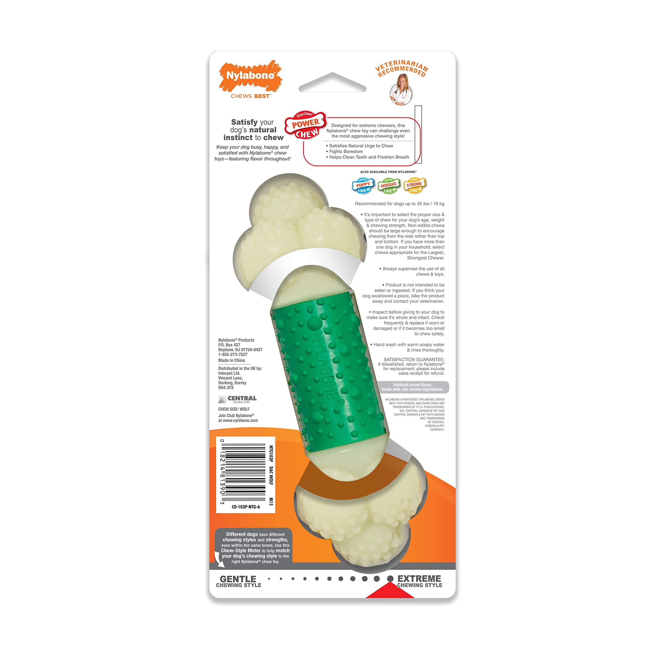 Nylabone Doble Acción, limpio y seguro, ideal para juego diario.