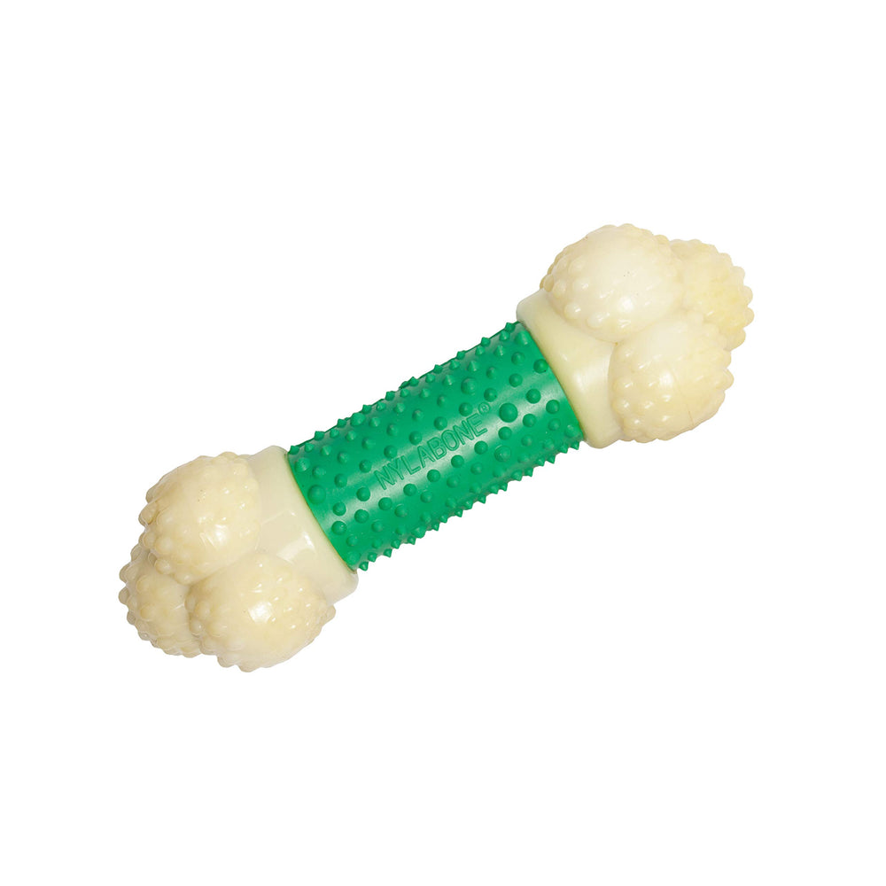 Nylabone Doble Acción, salientes dentales, ayuda a mantener la boca ocupada.
