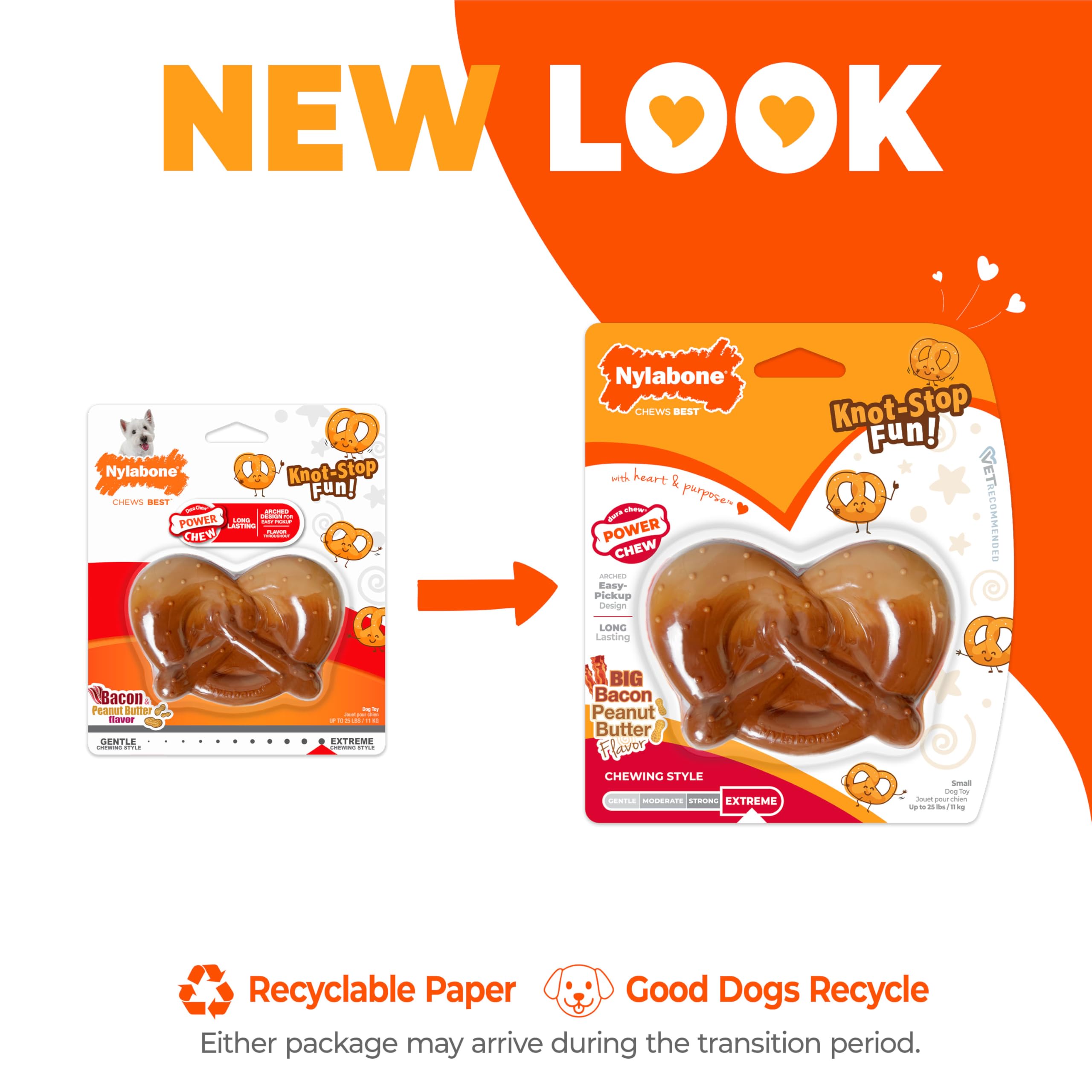 Nylabone Pretzel Power Chew, material duradero, apto para masticadores agresivos.