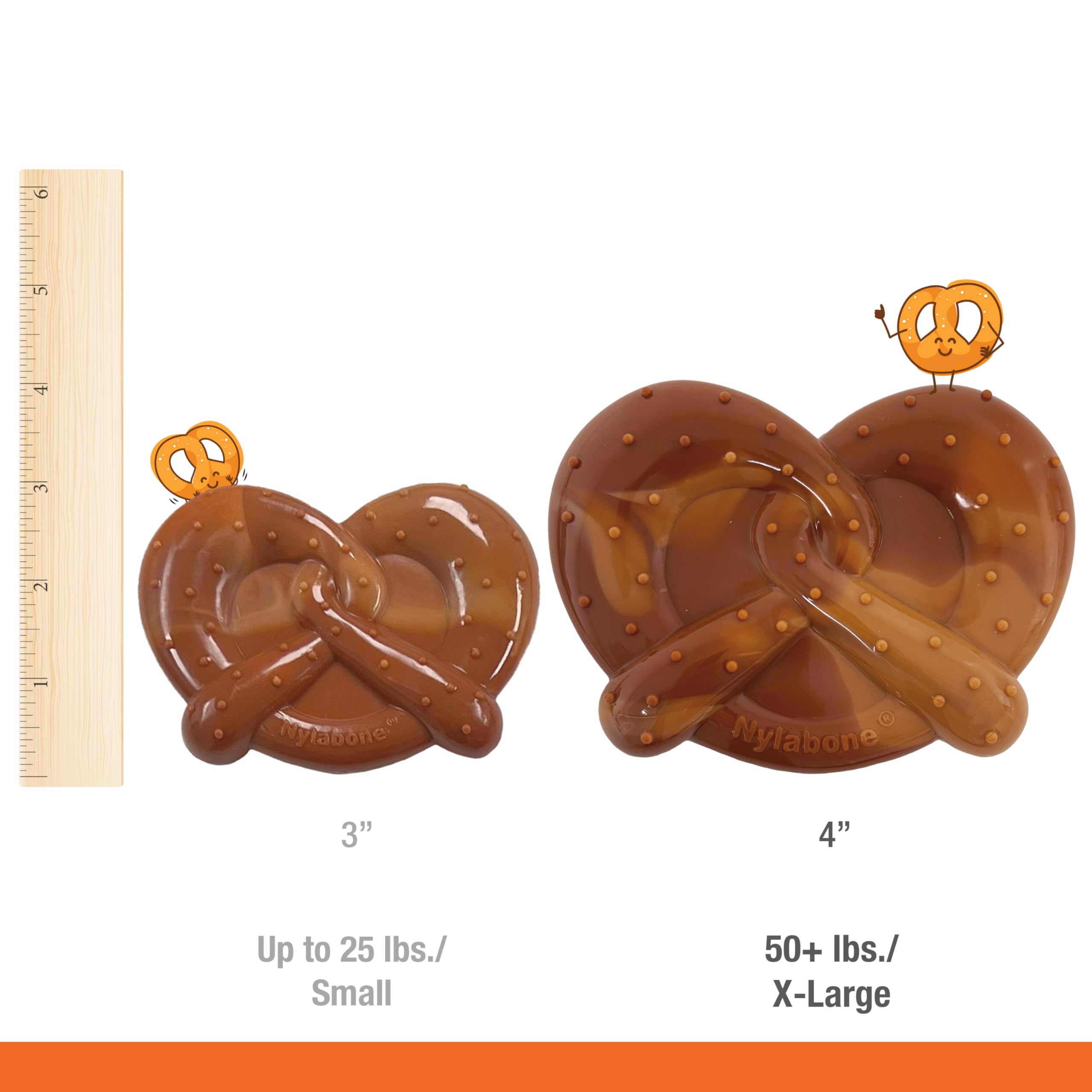 Nylabone Pretzel Power Chew, forma de arco para agarre fácil.