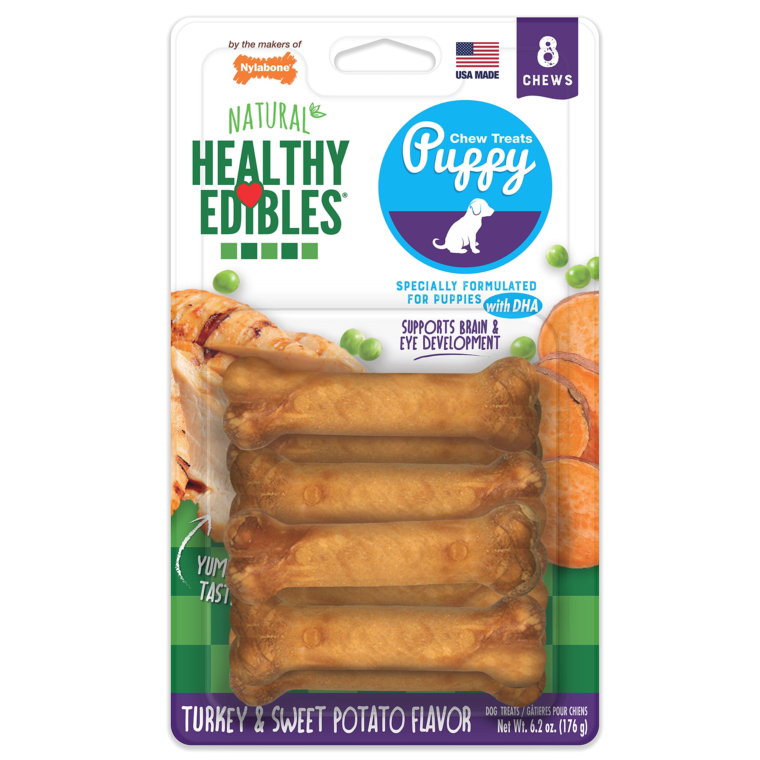 Nylabone Healthy Edibles para cachorros con sabor pavo y batata dulce