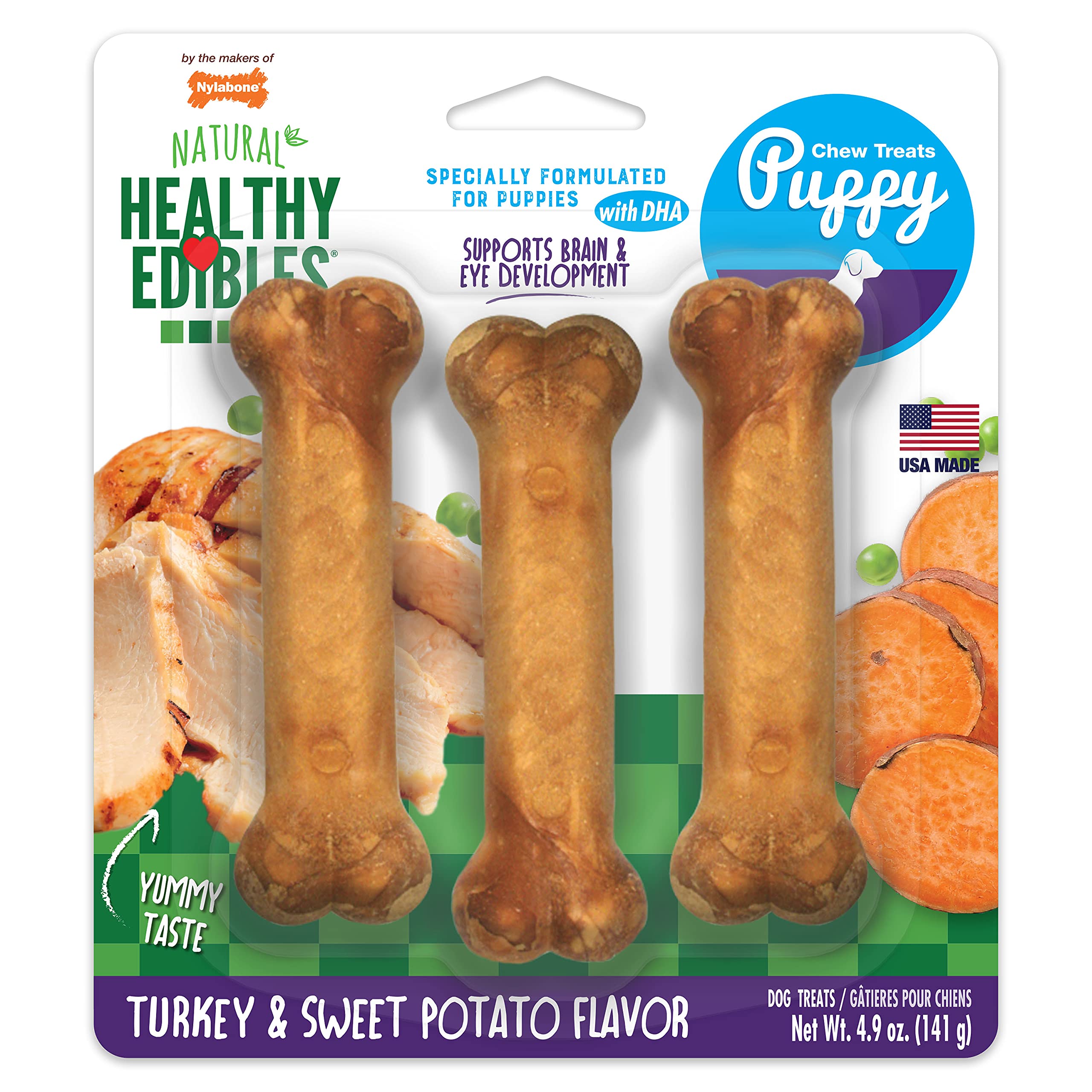 Nylabone Healthy Edibles en empaque con sabor pavo y batata