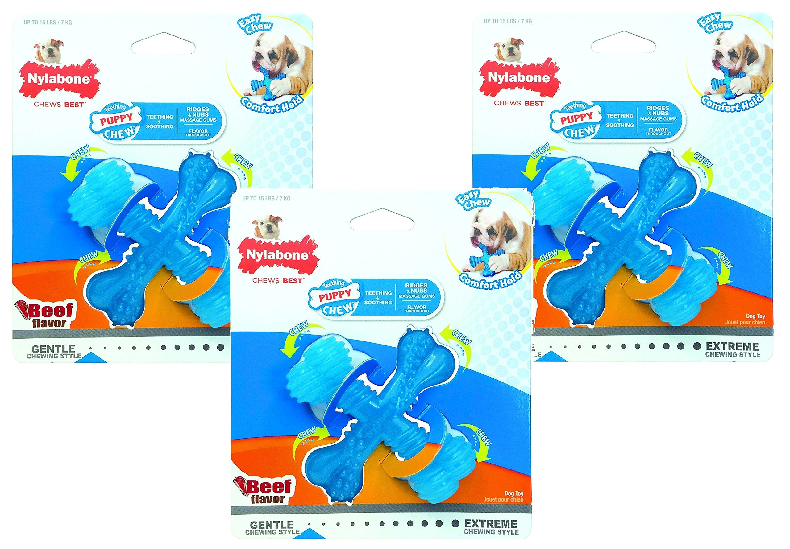 Nylabone Hueso para Cachorros Ternera, ideal para masticar y masajear encías durante la dentición.