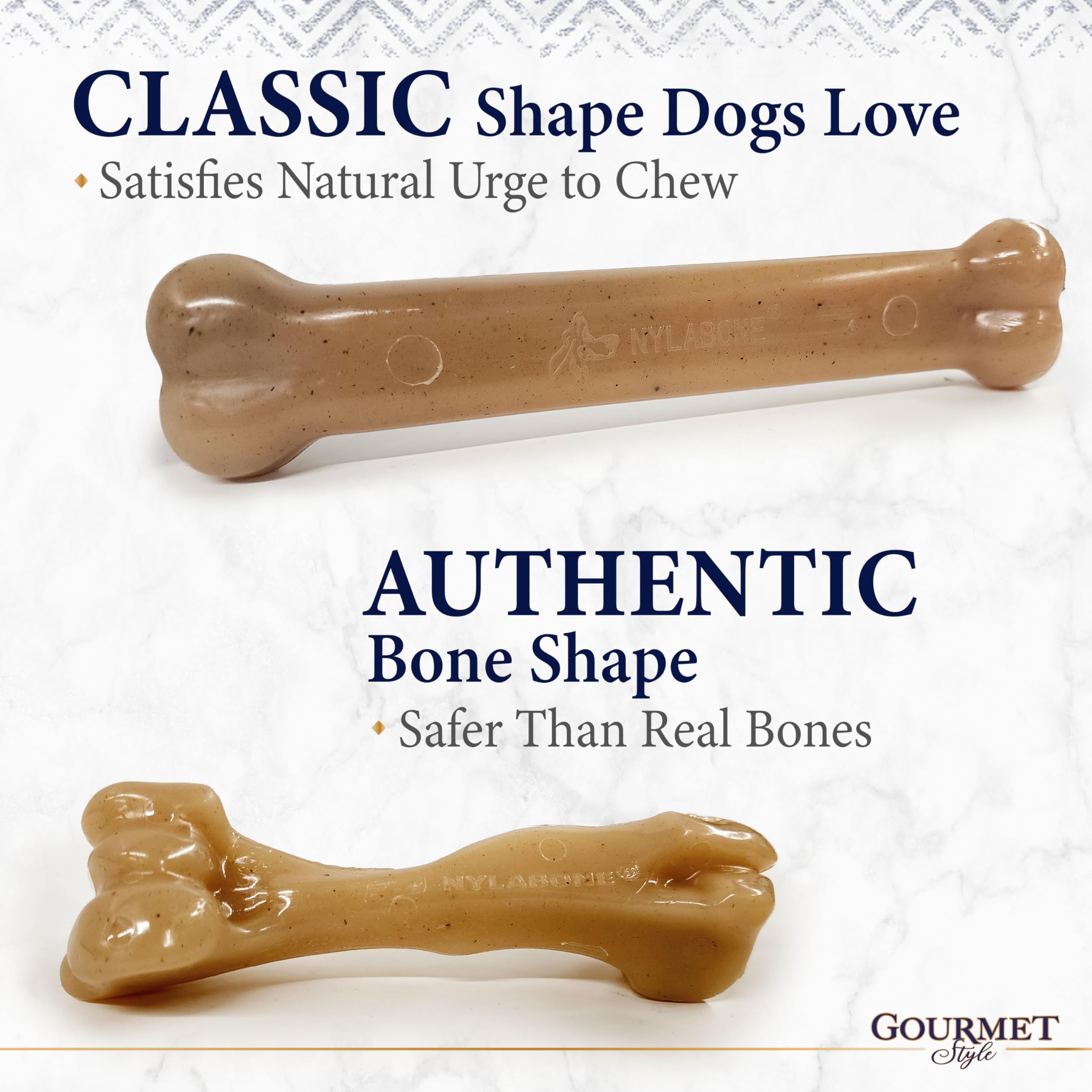 Nylabone Hueso Largo Duradero: diseño resistente para sesiones prolongadas de masticación.