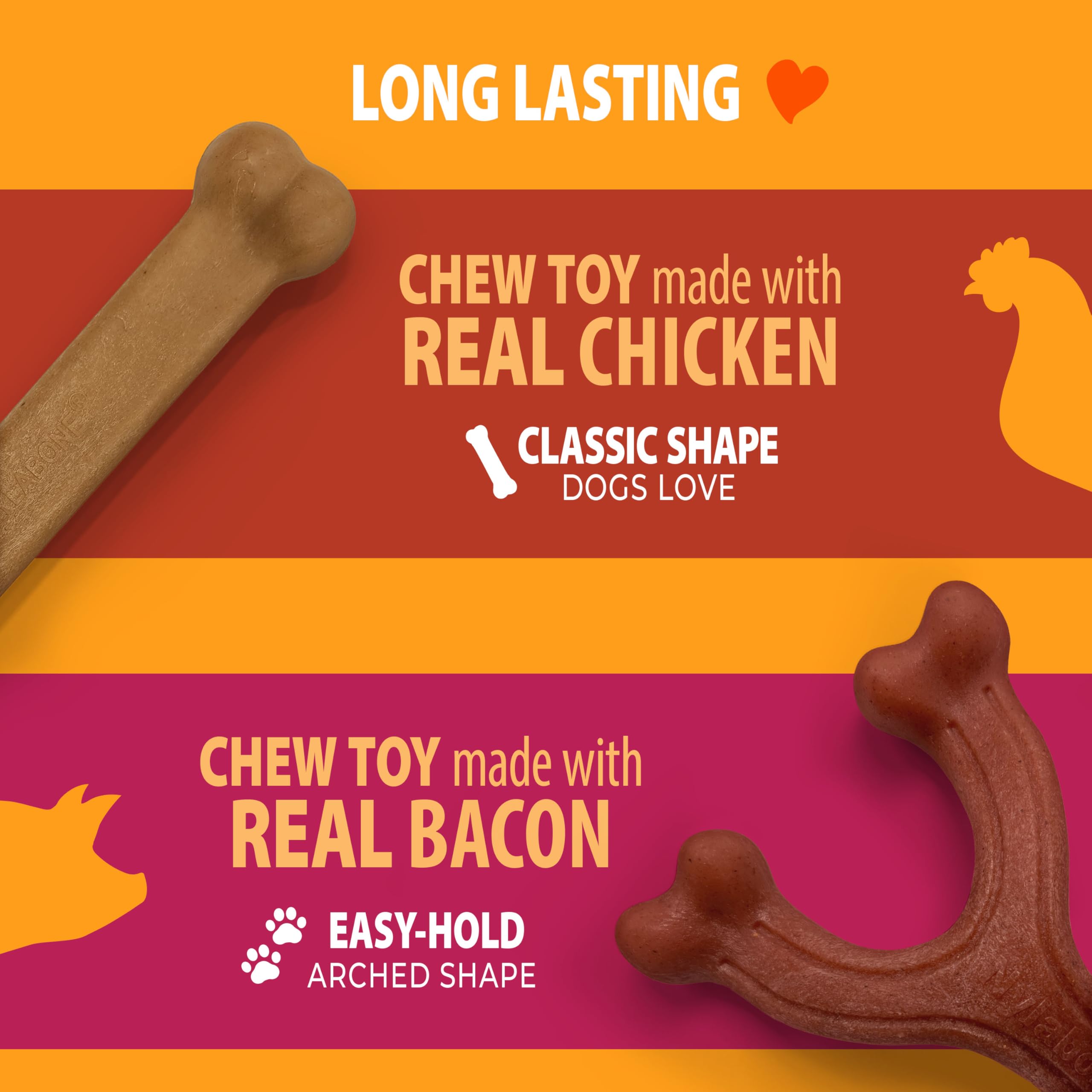 Nylabone Hueso Original pollo, forma clásica para masticar y satisfacer el impulso.