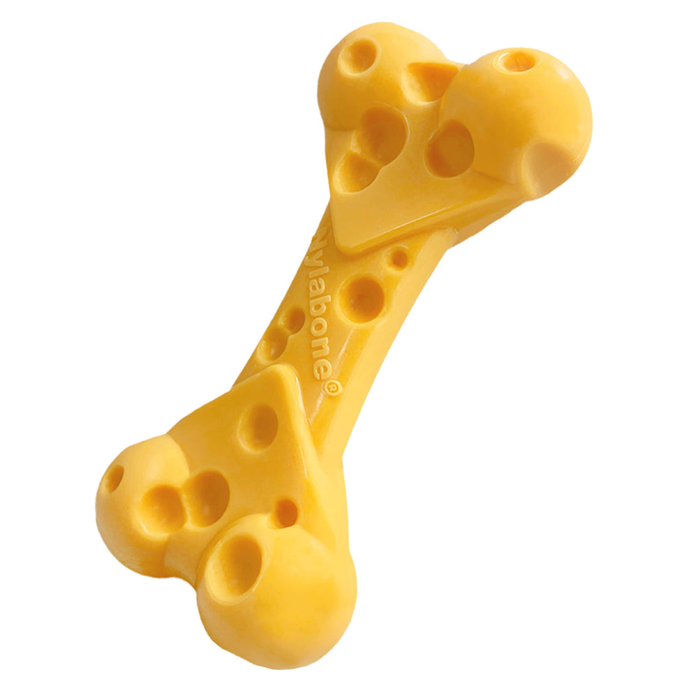 Nylabone Hueso de queso Poder Masticar para perros medianos hasta 35 libras, sabor delicioso