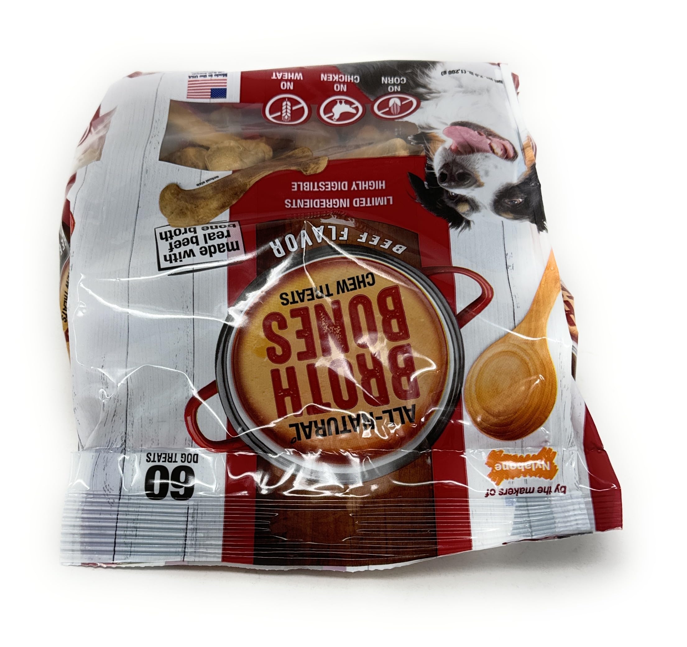 Nylabone Huesos de Caldo de Res para Perros, ideal como recompensa de entrenamiento
