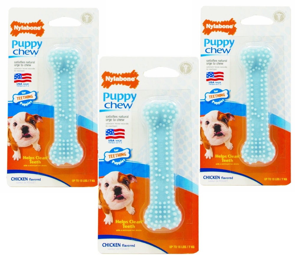 Nylabone huesos masticables para cachorro, sabor pollo, ayuda con la dentición y evita mordiscos