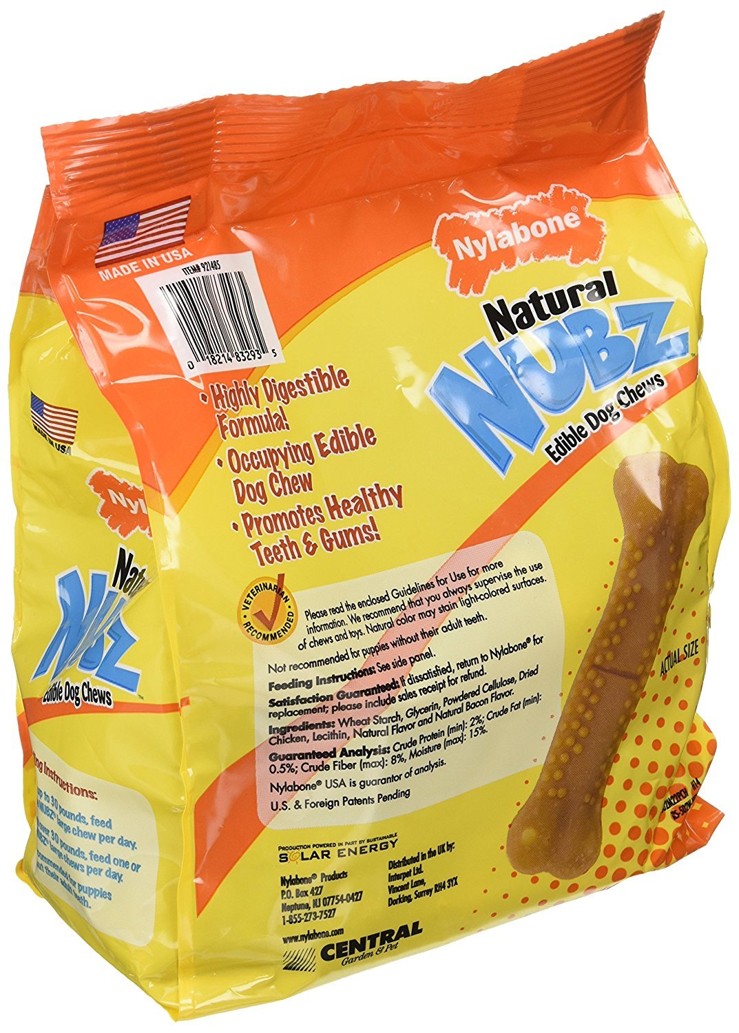 Nylabone Natural Nubz para perros medianos, masticación intensa y aliento más fresco.