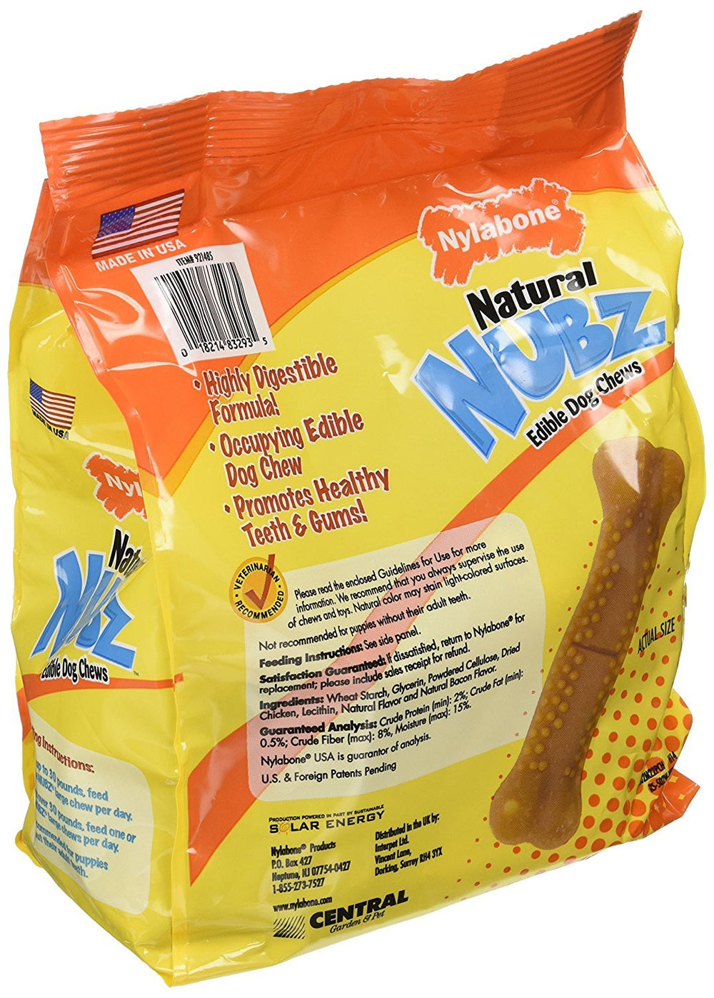 Nylabone Natural Nubz para perros medianos, masticación intensa y aliento más fresco.