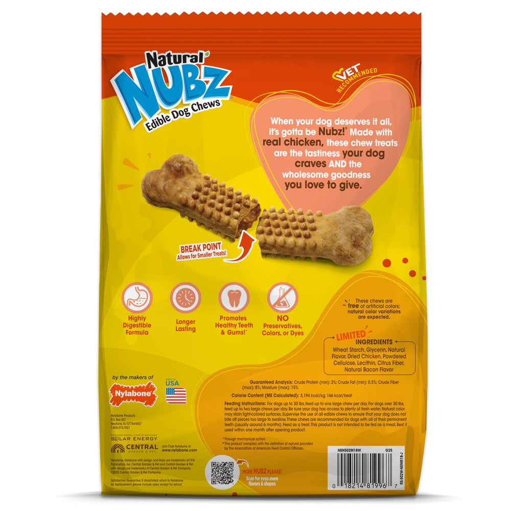 Nylabone Nubz beneficio dental, soporte para higiene bucal durante la masticación.