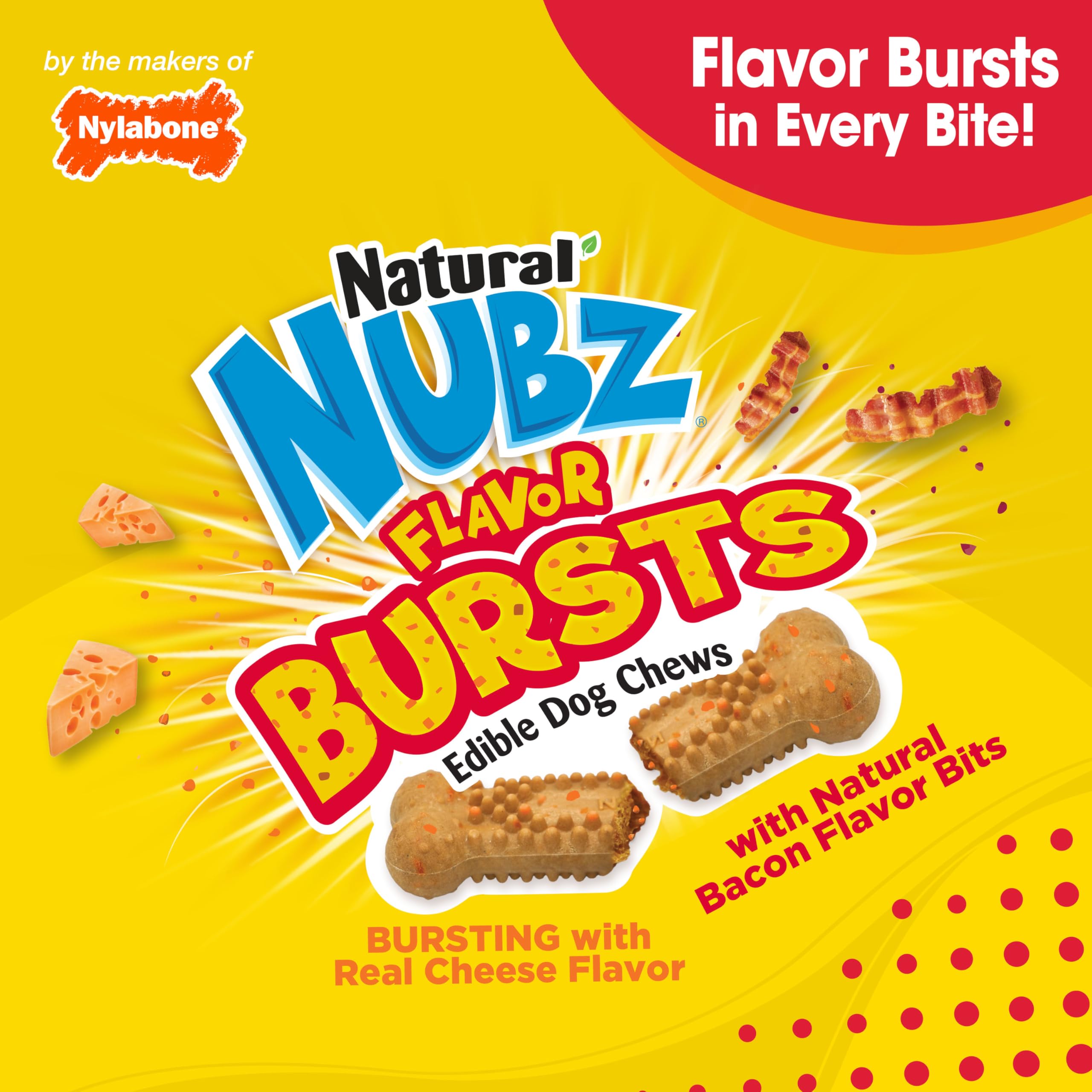 Nylabone Nubz Bursts tamaño grande, recomendado para perros de más de 30 libras.